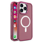 Gepanzerte magnetische iPhone 14 Plus MagSafe Color Matte Hülle – Burgunderrot