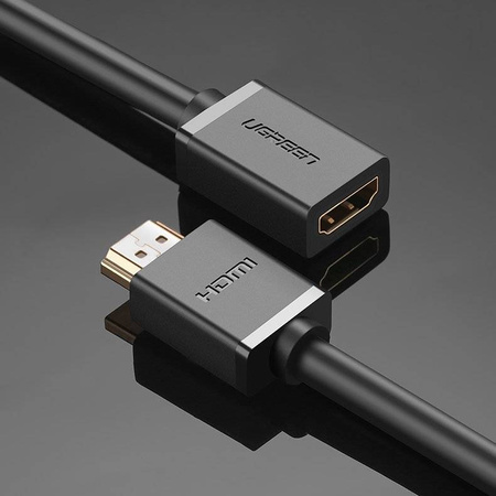 Ugreen kabel przewód adapter przejściówka przedłużacz HDMI (żeński) - HDMI (męski) 4K 10,2 Gbps 340 Mhz audio ethernet 1 m czarny (HD107 10141)