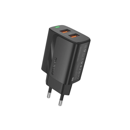 FONENG wall charger EU63 2.4A 12W 2xUSB + cable Micro Black