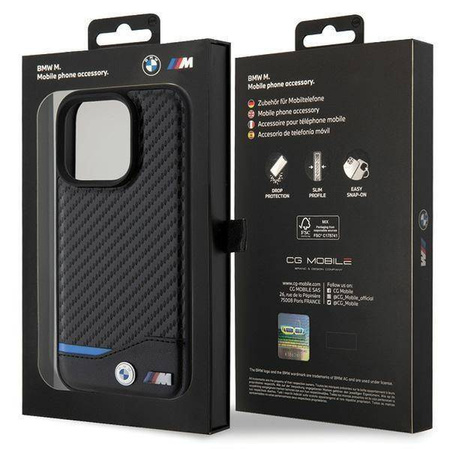 BMW Leather Carbon case for iPhone 15 Pro - black
