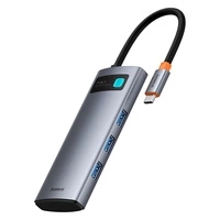 Baseus Metal Gleam 7in1 HDMI 4K 60Hz USB-C Hub / 3x USB 3.0 / USB-C PD / SD / microSD - Grau