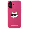 Original Handyhülle IPHONE 16 Karl Lagerfeld Hardcase Silicone Choupette Head Print MagSafe (KLHMP16SSCHPPLF) Fuchsie