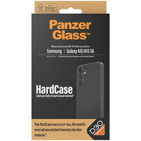 PanzerGlass HardCase with D3O® Bio and Military Grade Certification for Samsung Galaxy A15 / A15 5G - Transparent and Black