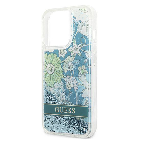 Guess GUHCP13XLFLSN iPhone 13 Pro Max 6.7 &quot;grün / grünes Hardcase Flower Liquid Glitter