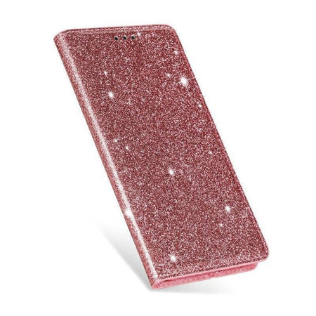 Etui HUAWEI P40 LITE portfel z klapką Flip Magnet Shine Brokat różowe