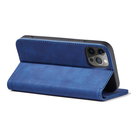 Magnet Fancy Case Hülle für iPhone 12 Pro Max Tasche Kartenetui Kartenständer Blau