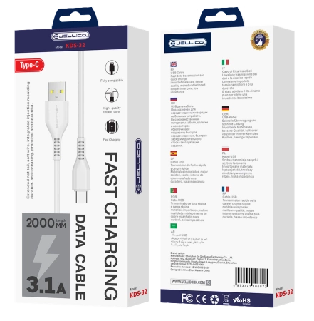 JELLICO kabel KDS-32 USB-C USB 3.1A 2M Biały