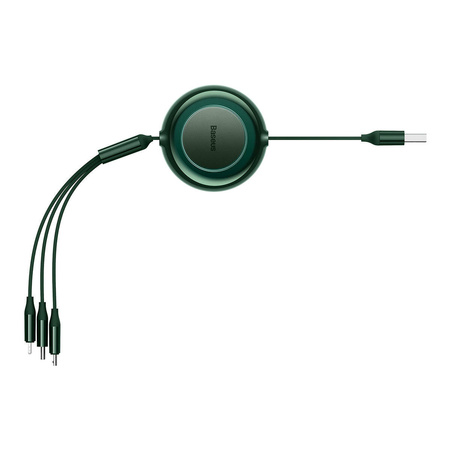 Baseus Bright Mirror 2 retractable cable 3in1 USB Type A - micro USB + Lightning + USB Type C 3.5A 1.1m green (CAMJ010006)