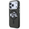 Karl Lagerfeld nakładka Magsafe IML glitter case metal camera frame and buttons Karl and Choupette sketch logo do iPhone 17 Pro transparentna