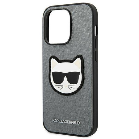 Karl Lagerfeld Saffiano Choupette Head Patch Case – Etui iPhone 14 Pro (srebrny)