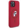 Karl Lagerfeld Silikon Karl&Choupette Heads Ring MagSafe iPhone 15 Hülle - Rot