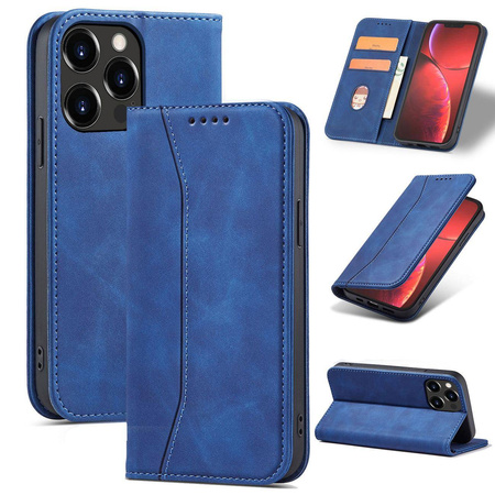 Magnet Fancy Case Case für iPhone 13 Pro Cover Card Wallet Card Stand Blau