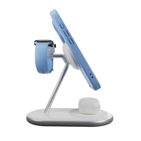 Puro Mag Station Qi2 3-in-1 Wireless Charger Compatible with MagSafe - White