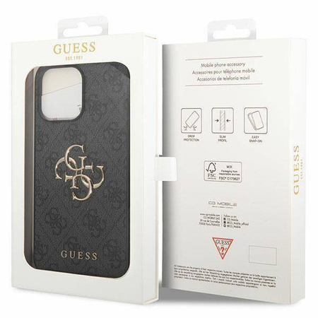 Guess GUHCP15L4GMGGR iPhone 15 Pro 6,1" grau/graues Hardcase 4G Big Metal Logo