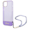 Original Handyhülle IPHONE 14 PLUS Guess Hardcase Translucent Pearl Strap violett