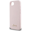 Guess Silikon Script Metal Logo MagSafe iPhone 16e Hülle - Rosa