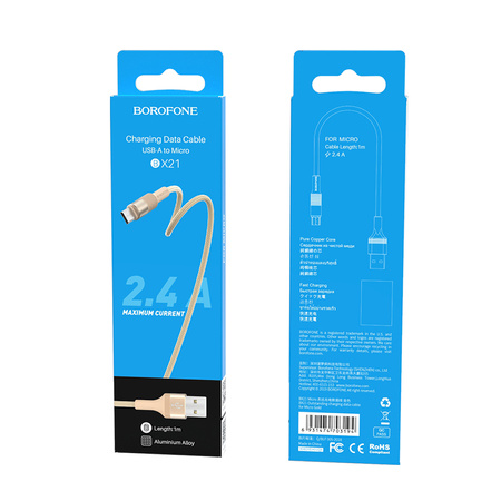 Borofone Kabel BX21 Outstanding - USB na Micro USB - 2,4A 1 metr złoty