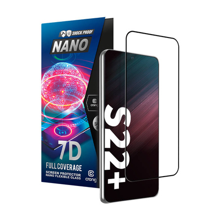 Crong 7D Nano Flexible Glass - Szkło hybrydowe 9H na cały ekran Samsung Galaxy S22+