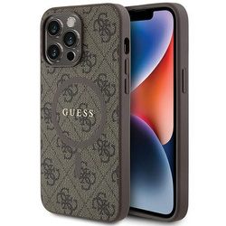 Oryginalne Etui GUESS Hardcase GUHMP15LG4GFRW do iPhone 15 Pro (Kompatybilny z Magsafe / 4G Ring classic logo / brązowy)
