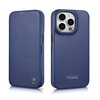 iCarer CE Premium Leather Folio Case skórzane etui iPhone 14 Pro z klapką magnetyczne MagSafe niebieski (WMI14220714-BU)