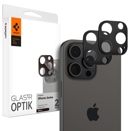 Spigen Optik. TR Camera Protector Kamera aus gehärtetem Glas (2 Stück) iPhone 14 Pro / 14 Pro Max schwarz