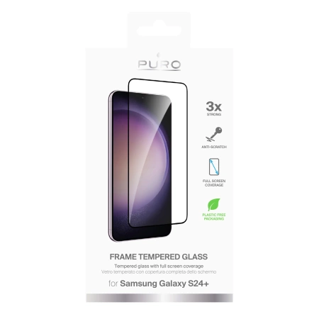 Puro Frame Tempered Glass for  Samsung Galaxy S24+,  black / S25+