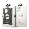 Original Handyhülle IPHONE 13 PRO Karl Lagerfeld Hardcase Leather Monogram Patch And Cord Iconik (KLHCP13LCMNIPK) schwarz