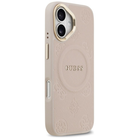 GUESS futerał do IPHONE 17 kompatybilny z MagSafe GUHMP17SPSAMSECP (PU W/ Peony Hot Stamp) różowy