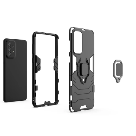 Ring Armor tough hybrid case cover + magnetic holder for Samsung Galaxy A73 black