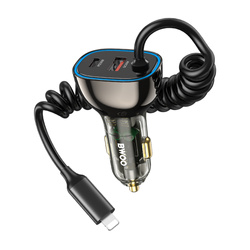 BWOO ładowarka samochodowa PD CC96L USB-C 30W + kabel USB-C - Lightning szara
