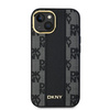 DKNY DKHMP14SPCPVSLK iPhone 14 / 15 / 13 6.1" czarny/black hardcase Leather Checkered Mono Pattern MagSafe