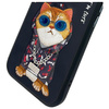Nimmy etui iPhone 15 6.1" czarny/black    Glasses Cool Cat