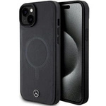 Etui Mercedes Smooth Leather MagSafe do iPhone 15 Plus - czarne