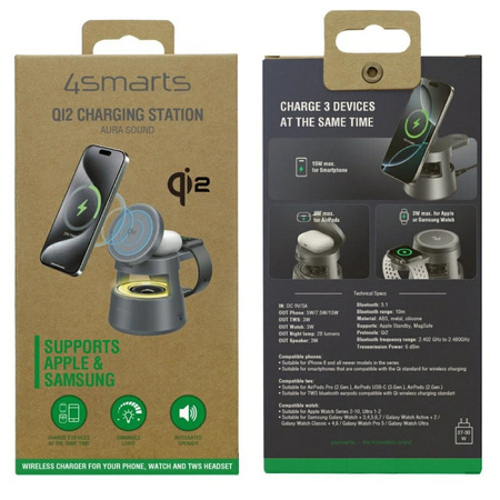Stacja ładująca 4smarts Aura Sound Qi2   szary
