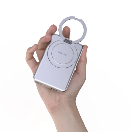 Dudao K28 10000 mAh PD 22,5 W MagSafe Powerbank mit Metallgehäuse und Ringständer - Silber