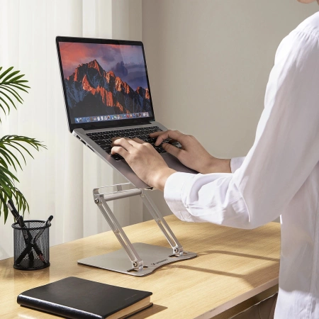 Wozinsky WRS-CPY75DSS Laptop- und Tablet-Ständer aus Aluminium + kostenloser Smartphone-Ständer – Silber