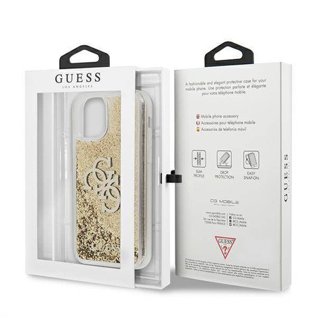 Oryginalne Etui IPHONE 11 Guess Hardcase 4G Big Liquid Glitter (GUHCN61LG4GGO) złote