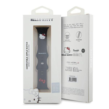 Hello Kitty Silikon-Kitty-Kopfband für Apple Watch 38/40/41 mm – Schwarz