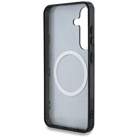 GUESS SAMSUNG S25 GUHMS25SH4PYEEK GOLD PEONY PATTERN MAGSAFE BLACK