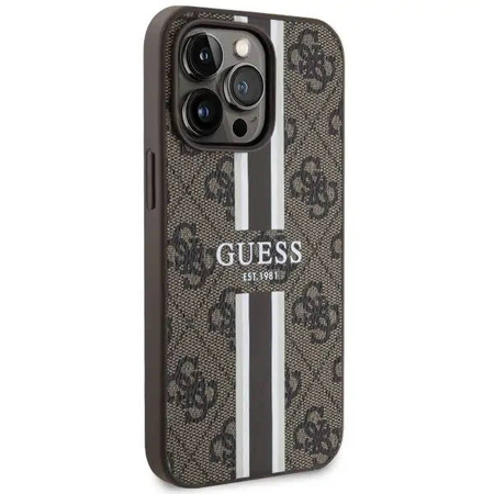 Guess GUHMP13LP4RPSW iPhone 13 Pro / 13 6,1&quot; braun/braunes Hardcase 4G bedruckte Streifen MagSafe