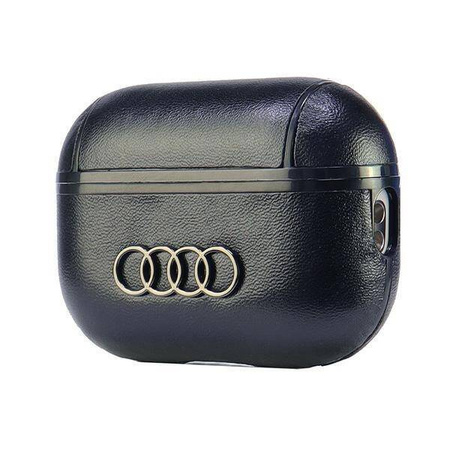 Original Handyhülle APPLE AIRPODS PRO 2 Audi Leather Big Logo Cover (AU-APP2-GT/D3-BK) schwarz