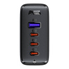 Acefast Schnellladegerät GaN 3xUSB-C/1xUSB-A 100W schwarz + abgewinkeltes Kabel USB-C - USB-C 100W 2m schwarz