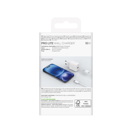 Puro PROLITE 10W USB-A Wandladegerät - Weiß