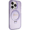 Guess Ring Stand Script Glitter MagSafe case for iPhone 15 Pro Max - purple