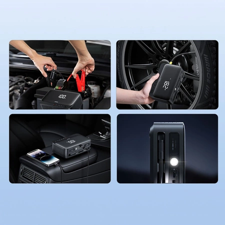Starthilfe Baseus Super Energy BS-CH013 4in1 600A mit Taschenlampe / 6000mAh Powerbank / Kompressor - Schwarz