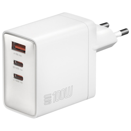 Ładowarka sieciowa 4smarts Pocket GaN    100W 2xUSB-C + USB-A biały