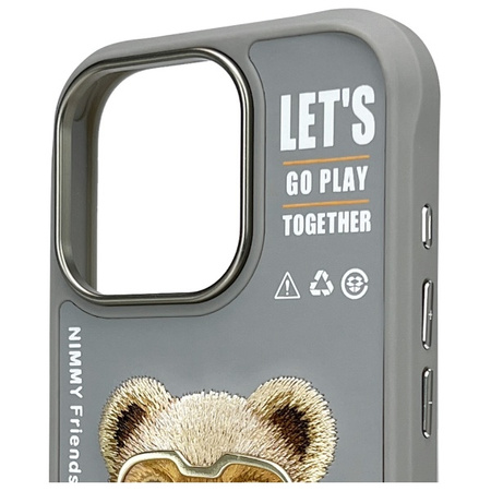Nimmy etui iPhone 16 Pro Max 6.9"         szary/gray Cool&Cute 2.0 Bear
