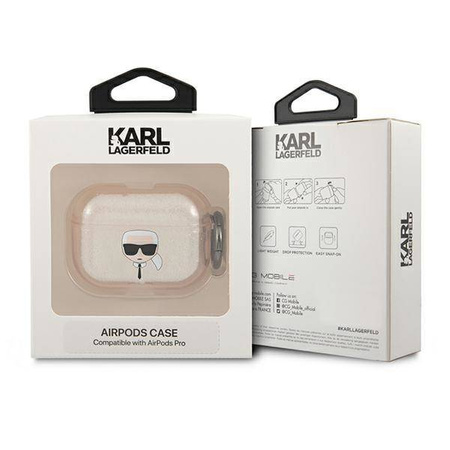 Karl Lagerfeld KLAPUKHGD AirPods Pro cover złoty/gold Glitter Karl`s Head