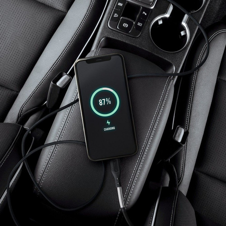 FORCELL Carbon kabel Typ C do iPhone Lightning 8-pin Power Delivery PD27W CB-01C czarny 1 metr