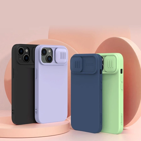 Nillkin CamShield Magnetic Silicone Case etui iPhone 14 Plus magnetyczny MagSafe pokrowiec z osłoną na aparat niebieski